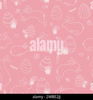 Motivo pasquale senza cuciture con uova conigliate illustrazione vettoriale Illustrazione Vettoriale