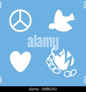 Pace amore libertà simboli dei diritti umani illustrazione vettoriale Illustrazione Vettoriale