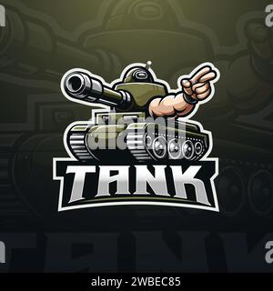 Design del logo Tank gaming Illustrazione Vettoriale
