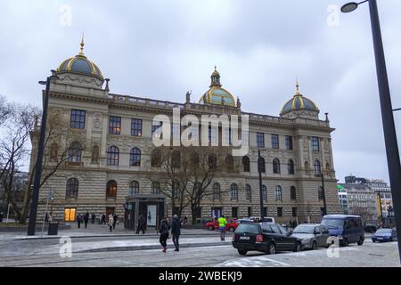 Foto del museo nazionale della repubblica Ceca a Praga. Ha una grande storia ed è stato danneggiato nella strana guerra 2 Foto Stock