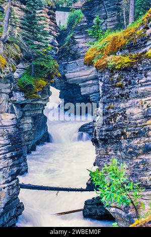 Torrente nel canyon roccioso con grandi rocce Foto Stock