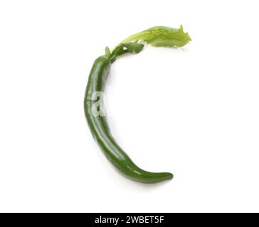 Lettera C a base di insalata verde e peperoncino alfabetico ABC maiuscole a base di peperoncino, peperoni, per testo, enciclopedia, libro di cucina, cucina Foto Stock