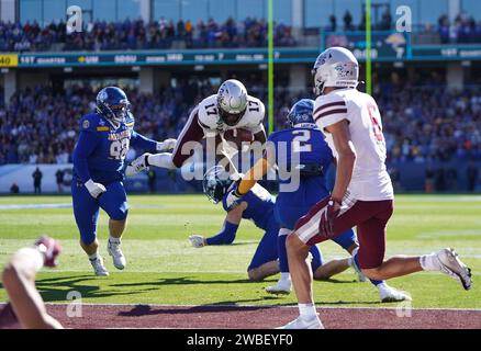 Frisco, Stati Uniti. 7 gennaio 2024. Frisco, Texas, Stati Uniti: Il quarterback Montana Clifton McDowell in azione durante la gara di campionato NCAA Division i FCS 2024 tra i Montana Grizzlies e i South Dakota State Jackrabbits giocò al Toyota Stadium domenica 7 gennaio 2024 a Frisco, Stati Uniti. (Foto di Javier Vicencio/Eyepix Group/Sipa USA) credito: SIPA USA/Alamy Live News Foto Stock