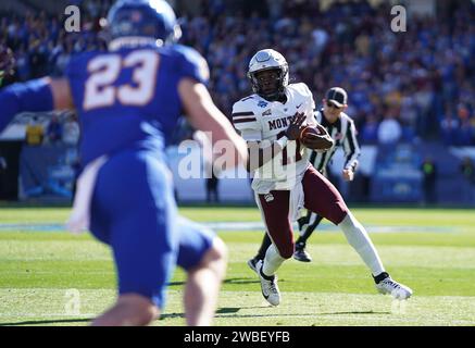 Frisco, Stati Uniti. 7 gennaio 2024. Frisco, Texas, Stati Uniti: Il quarterback Montana Clifton McDowell in azione durante la gara di campionato NCAA Division i FCS 2024 tra i Montana Grizzlies e i South Dakota State Jackrabbits giocò al Toyota Stadium domenica 7 gennaio 2024 a Frisco, Stati Uniti. (Foto di Javier Vicencio/Eyepix Group/Sipa USA) credito: SIPA USA/Alamy Live News Foto Stock