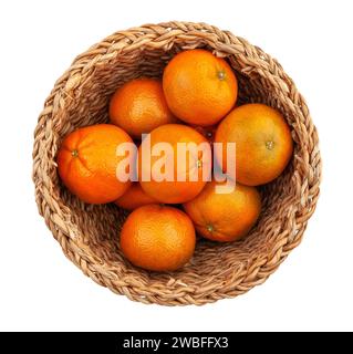 percorso cestello tangerino isolato sulla vista superiore bianca Foto Stock