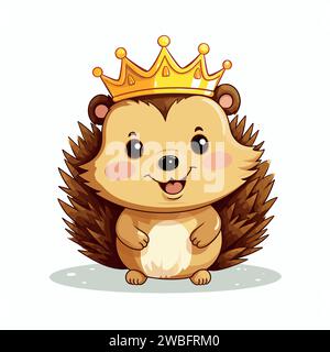 Hedgehog King su sfondo bianco Illustrazione Vettoriale