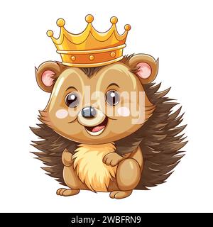 Hedgehog King su sfondo bianco Illustrazione Vettoriale