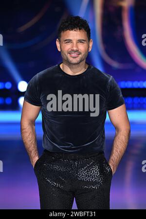 Bovingdon, Regno Unito. 10 gennaio 2024. Ryan Thomas arriva al lancio della serie di Dancing on Ice, Bovingdon Studios. Credito: Doug Peters/EMPICS/Alamy Live News Foto Stock