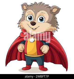 Costume di Hedgehog superman su sfondo bianco Illustrazione Vettoriale