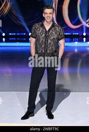 Bovingdon, Regno Unito. 10 gennaio 2024. Brendyn Hatfield arriva al lancio della serie di Dancing on Ice, Bovingdon Studios. Credito: Doug Peters/EMPICS/Alamy Live News Foto Stock