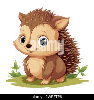 Hedgehog su sfondo bianco Illustrazione Vettoriale