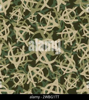 Modello militare anarchico senza soluzione di continuità. Sfondo simbolo punk Army. Struttura protettiva Illustrazione Vettoriale