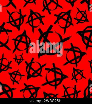 Modello dei segni anarchici senza soluzione di continuità. Sfondo simbolo punk Illustrazione Vettoriale