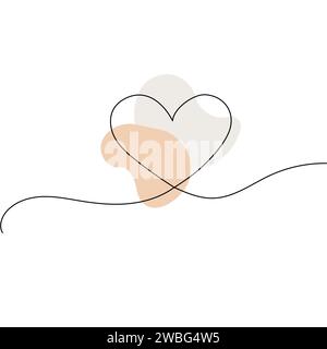 Cuore disegnato a mano con freccia. Disegno a linee con simbolo d'amore. Illustrazione vettoriale Illustrazione Vettoriale