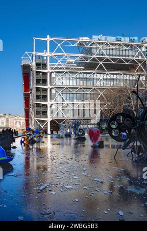 parigi, ile de france, la Fontana di Stravinsky (francese: La Fontaine Stravinsky), solo editoriale. Foto Stock
