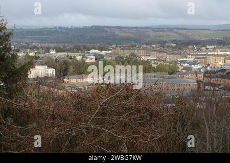 Vista su Dundee e sull'estuario di Tay da Dundee Law Foto Stock