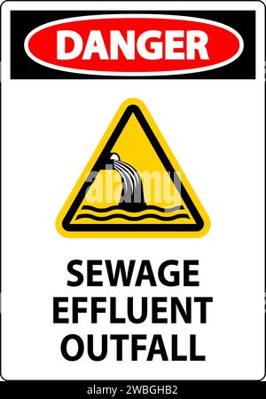 Segnale di sicurezza per l'acqua pericolo - fuoriuscita di effluenti di scarico Illustrazione Vettoriale