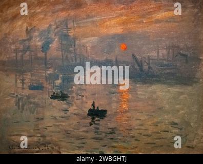 Dipinto, "alba" del porto vicino all'Hotel le Havre di Claude Monet nel 1872 Foto Stock