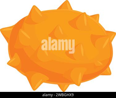 Vettoriale di cartoni animati con icone kiwano. Foglie di melone. Albero di foglie estivo Illustrazione Vettoriale