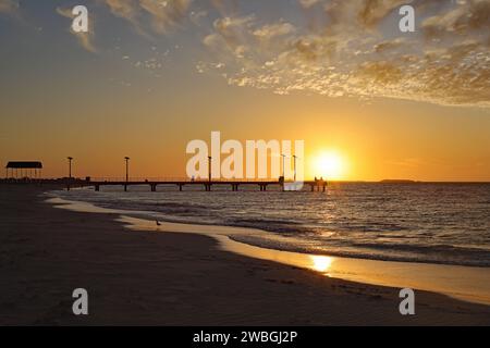 Tramonto al Jetty di Jurien Bay, Australia Occidentale Foto Stock