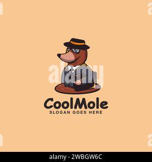 Vettore del logo della mascotte dei cartoni animati Travelling mole Illustrazione Vettoriale