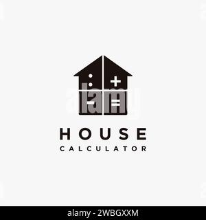 Icona del logo della calcolatrice modello vettoriale su sfondo bianco Illustrazione Vettoriale