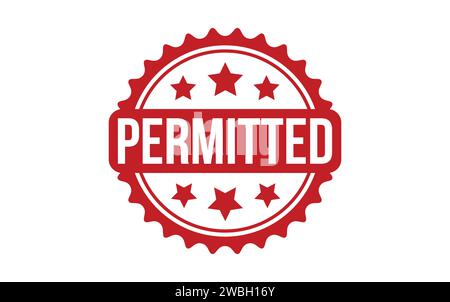Timbro consentito. Timbro grunge in gomma rosso consentito Illustrazione Vettoriale