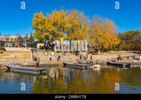 Porto storico The Forks di Winnipeg, Canada Foto Stock