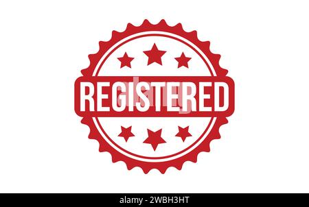 Timbro registrato. Timbro grunge in gomma registrato rosso Illustrazione Vettoriale