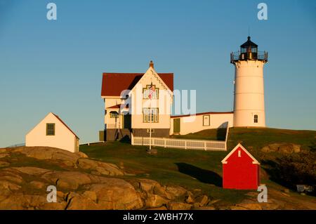 Nubble faro, Cape Neddick Stazione di luce, Sohier Park, York Beach, Maine Foto Stock