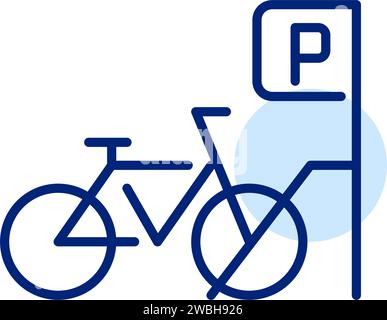 Noleggio biciclette. Cartello parcheggio. Pixel Perfect, tratto modificabile Illustrazione Vettoriale