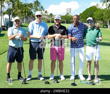 Honolulu, Hawaii, USA. 10 gennaio 2024. Jamie Foxx, vincitore dell'Academy Award, si presenta con il suo team durante la giornata Pro/AM al Sony Open al Waialae Country Club di Honolulu, Hawaii. Glenn Yoza/CSM/Alamy Live News Foto Stock