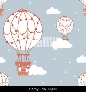 Modello senza cuciture con palloncino ad aria calda Illustrazione Vettoriale