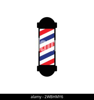 Asta da barbiere, logo Classic Barber Shop. Cartello da barbiere per parrucchiere da uomo. Asta da barbiere vintage retrò dal design vettoriale e illustratore Illustrazione Vettoriale