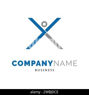 Lettera iniziale X icona persone modello di progettazione del logo Illustrazione Vettoriale