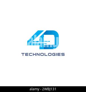 Tecnologia con logo 4D. Icona 4D. Illustrazione Vettoriale