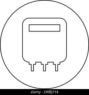 Contatore elettrico casa la potenza elettrica conta l'energia icona dell'apparecchiatura di misurazione del consumo in cerchio rotondo immagine vettoriale di colore nero Illustrazione Vettoriale