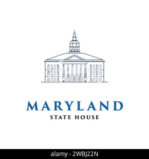 Modello di design con logo dell'icona della Maryland State House Illustrazione Vettoriale