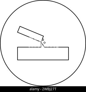 Il calcestruzzo versa l'icona di fusione in cerchio rotondo di colore nero illustrazione vettoriale contorno immagine linea di contorno linea sottile semplice Illustrazione Vettoriale