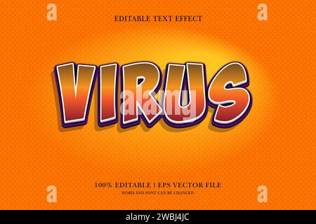 Sfondo titolo virus effetto testo modificabile, modello testo 3d, Illustrazione Vettoriale