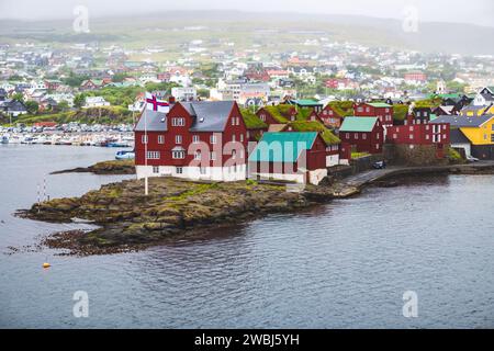 Tinganes, il luogo storico del governo faroese a Torshavn, le Isole Faroe Foto Stock