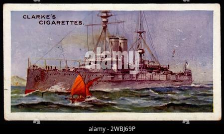 HMS King Edward VII - illustrazione della carta di sigaretta d'epoca Foto Stock