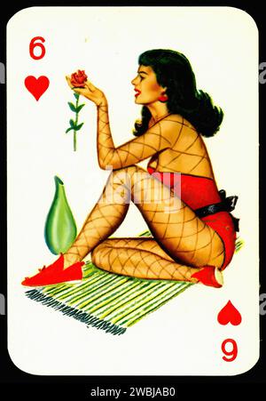 Pin UPS - 6 di cuori - illustrazione di Gum Dandy Vintage Foto Stock