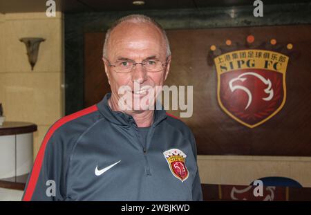 Allenatore di calcio svedese ed ex allenatore dell'Inghilterra Sven- Goran Eriksson gestisce il club cinese della Super League Shanghai SIPG. Fotografato a Shanghai il 22 aprile 2015. Foto: Karin Olander / TT code 10510 Foto Stock