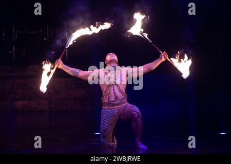 Londra, Regno Unito. 10 gennaio 2024. Nella foto: La ballerina Falaniko Solomona Penesa si esibisce al Cirque Du Soleil 'Alegria - in a New Light' alla Royal Albert Hall. Credito: Justin ng/Alamy Live News Foto Stock