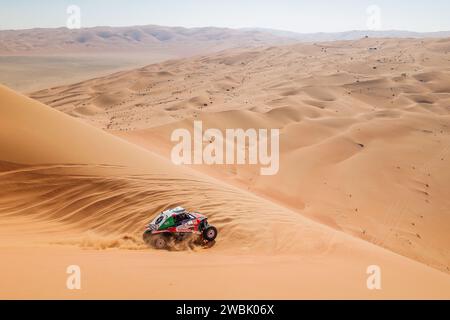 329 AKEEL Danial (sau), DUPLE Stephane (fra), Wevers Sport, Taurus T3 Max, FIA Challenger, FIA W2RC, azione durante la fase 6 Â«Â 48 ore ChronoÂ Â» della Dakar 2024 dall'11 al 12 gennaio 2024 intorno a Subaytah, Arabia Saudita Foto Stock