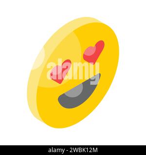 Emoji Love, emoji cuore-occhio, design vettoriale sorridente Illustrazione Vettoriale