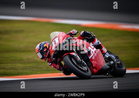 Pedro Acosta, pilota spagnolo di MotoGP, test di formazione 2024 sul team GasGas Factory Racing Teach3 sul circuito di Valencia. Foto Stock