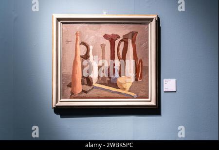 Olio su tela 'STILL Life' (1938): Mostra di dipinti del pittore italiano Giorgio Morandi, Palazzo reale, Milano - 3 gennaio 2024 Foto Stock