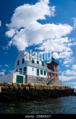 Faro Rockland Breakwater, Marie H Reed Breakwater Park, Maine Foto Stock